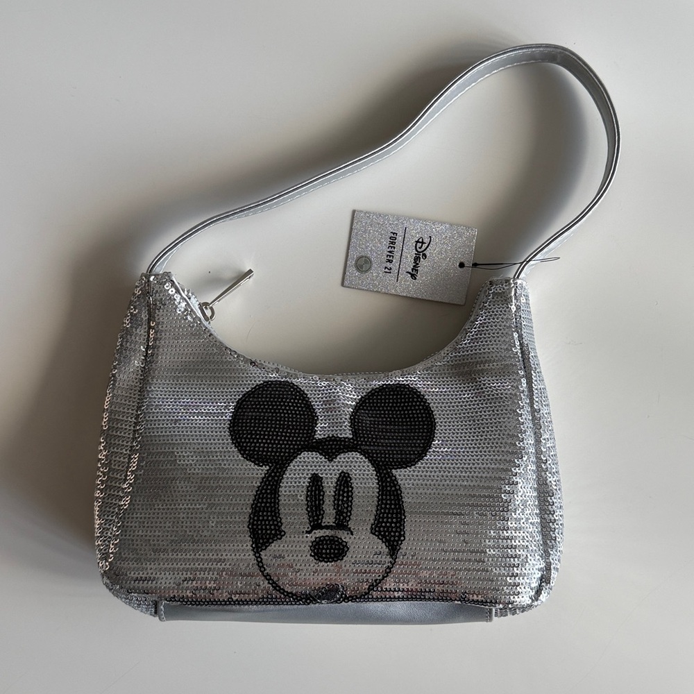 Forever 21 Disney Mickey Mouse Silver Sequin Shoulder Bag